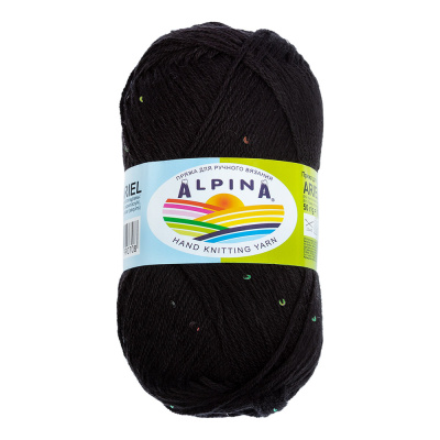 Пряжа ALPINA Ariel 98% акрил, 2% пайетки 1 x 50 г 150 ± 10 м №04 чёрный ALP-ARI-04