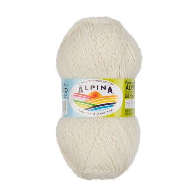 Пряжа ALPINA Alpaca Acro 44% мерин. шерсть, 38% акрил, 18% альпака 1 х 50 г 150 ± 7 м №02 БЕЛЫЙ (натуральный) ALP-ACR-02