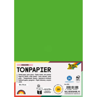 Тонированная бумага FOLIA 130 г/м², 50×70 см, 1 лист, травяной зелёный FL-6755