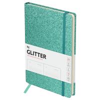 Ежедневник недатированный A5 136л. BG "Glitter. Teal" твердый переплет, диз. картон, на резинке, карман, бирюзовый RE-DuA5_61220