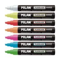 Маркер меловой MILAN Fluoglass 2-4 мм, водная основа, перо скошенное
