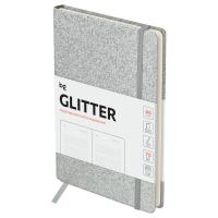 Ежедневник недатированный A6 136л. BG "Glitter. Silver" твердый переплет, диз. картон, на резинке, карман, серебристый RE-DuA6_61222