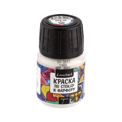 Краска по стеклу и фарфору Love2art 30 мл 01 белый GPP-30-01