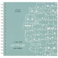 Скетчбук 60л. 150 x 150 мм MESHU "Cat wave" 120 г/м2, на гребне, выб. лак, soft-touch RE-MS_44867