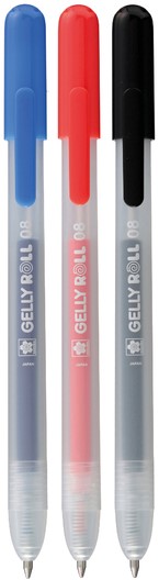 Ручки гелевые SAKURA Gelly Roll Stardust, набор 3 цвета, средний наконечник 0.8 мм, выдвижной корпус RTPXGBRACL3C