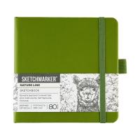 Блокнот для зарисовок SKETCHMARKER 140 г/м2 12 x 12 см 80 л, твердая обложка, Оливковый NP-24230702SM