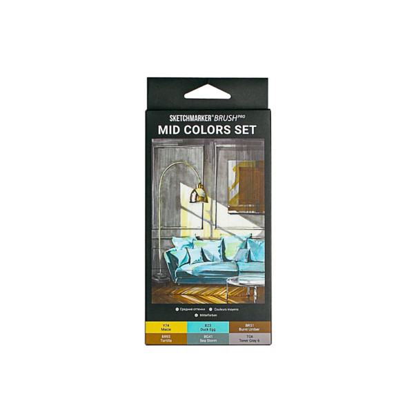 Набор маркеров SKETCHMARKER Brush Mid colors 6 шт MPSMB-6MID