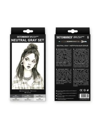 Набор маркеров SKETCHMARKER Brush Neutral Grey 6 шт MPSMB-6NTGR