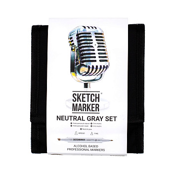 Набор маркеров SKETCHMARKER Neutral Gray 12 шт + сумка органайзер MPSM-12NTGR