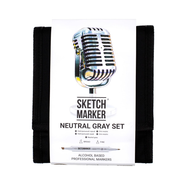 Набор маркеров SKETCHMARKER Neutral Gray 12 шт + сумка органайзер MPSM-12NTGR