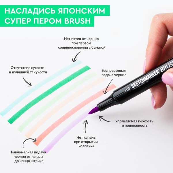 Набор маркеров SKETCHMARKER Brush Wood Set 12 шт древесные оттенки + сумка органайзер MPSMB-12WOOD