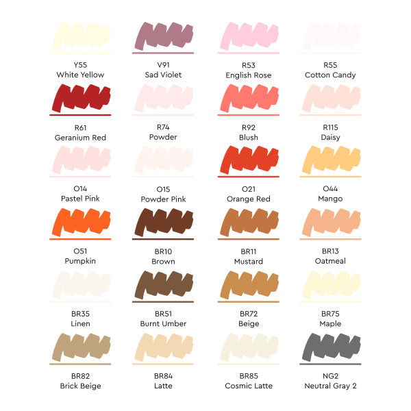 Набор маркеров SKETCHMARKER Hair&Skin Set 24 шт оттенки кожи + сумка органайзер MP24skin