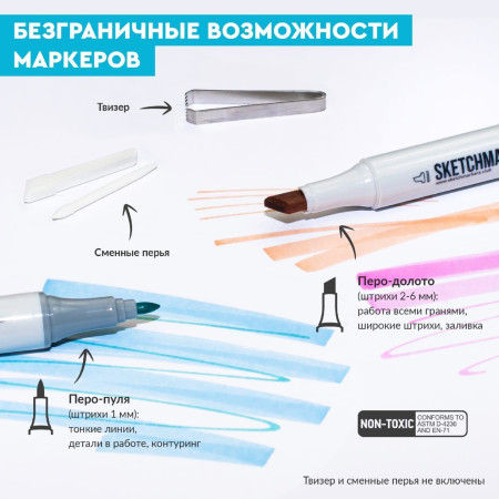 Набор маркеров SKETCHMARKER Basic 2 36 шт базовые оттенки + сумка органайзер MP36bas2
