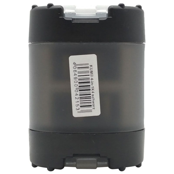 Точилка KUM 4-in-1 K4 Black, 4 отверстия, пластиковая, контейнер с крышками, черная KUM-1028371