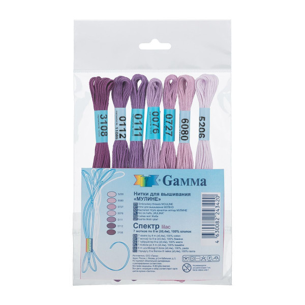Набор мулине GAMMA "Спектр" 100% хлопок 7 x 8 м Lilac MGS-342