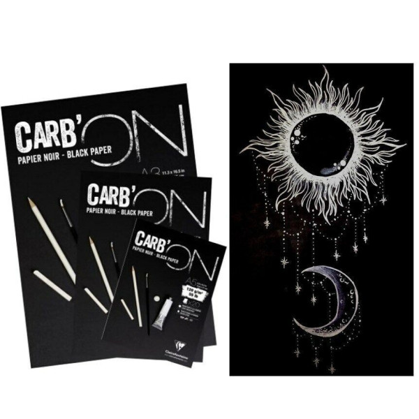 Скетчбук CLAIREFONTAINE Carb'ON 120 г/м2 A5 20 л, склейка, черные листы RH-975038C