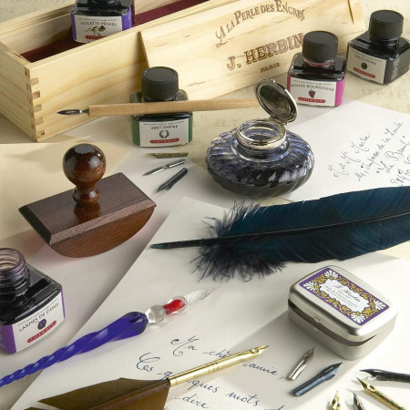 Перо гусиное каллиграфическое J. Herbin c держателем, Бордовое RH-23226ST