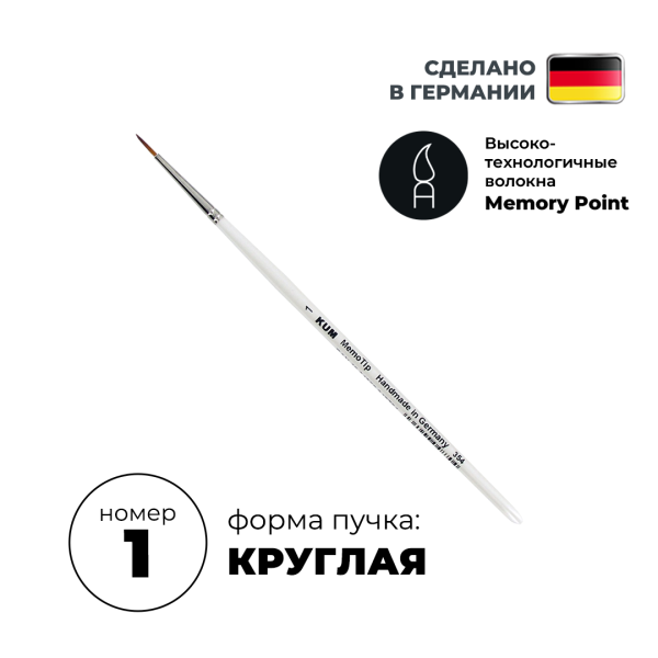 Кисть круглая KUM Memory Point синтетика RS №1 KUM-5113511