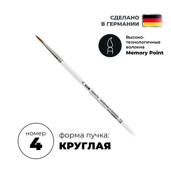 Кисть круглая KUM Memory Point синтетика RS №4 KUM-5113811