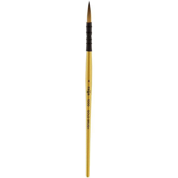 Кисть художественная синтетика ГАММА "Gold Brush" круглая №4 французское крепление, короткая ручка RE-1000004