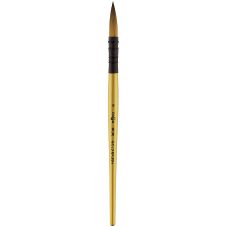 Кисть художественная синтетика ГАММА "Gold Brush" круглая №8 французское крепление, короткая ручка RE-1000008