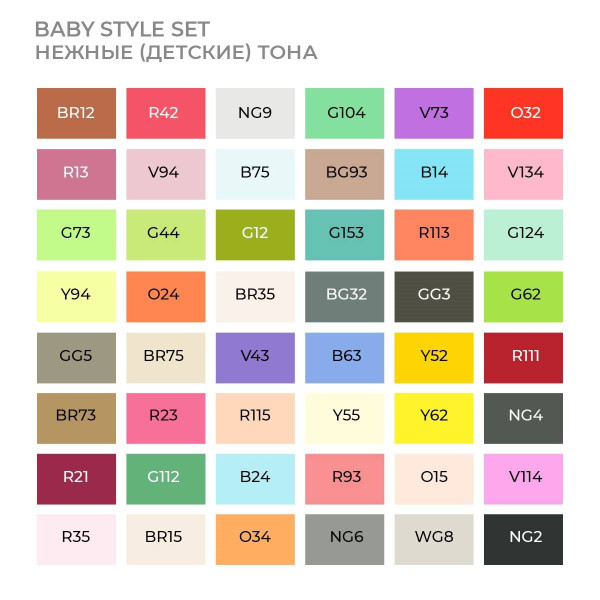 Набор маркеров SKETCHMARKER Baby Style 48 шт нежные тона + пластик. бокс MPSM-48BABY
