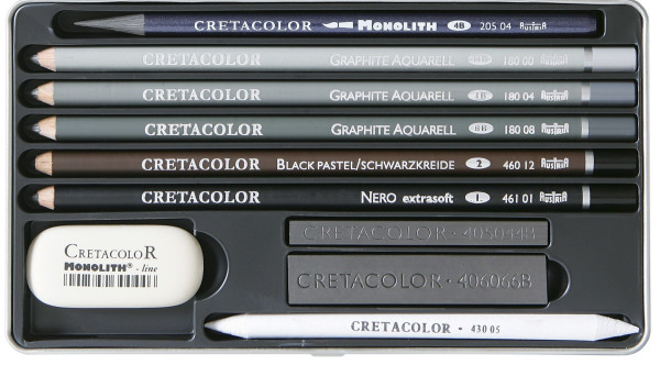 Набор для графики CRETACOLOR Artino Graphite 10 предметов, мет.пенал CR40021
