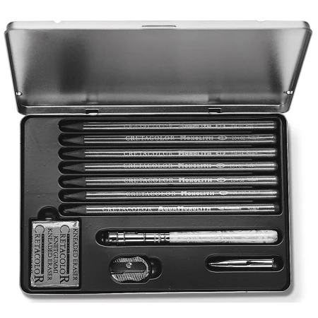 Набор для графики и эскизов CRETACOLOR Monolith Box Graphite 11 предметов, мет.пенал CR20430