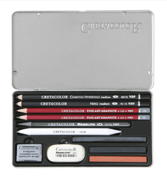 Набор для эскизов CRETACOLOR Teachers' Choice 11 предметов, мет.пенал CR40033
