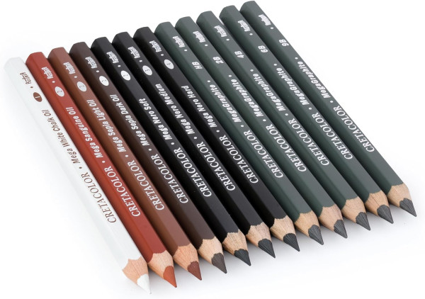 Набор карандашей CRETACOLOR The X-Sketch Mega 12 шт, увеличенные, мет.пенал CR40084
