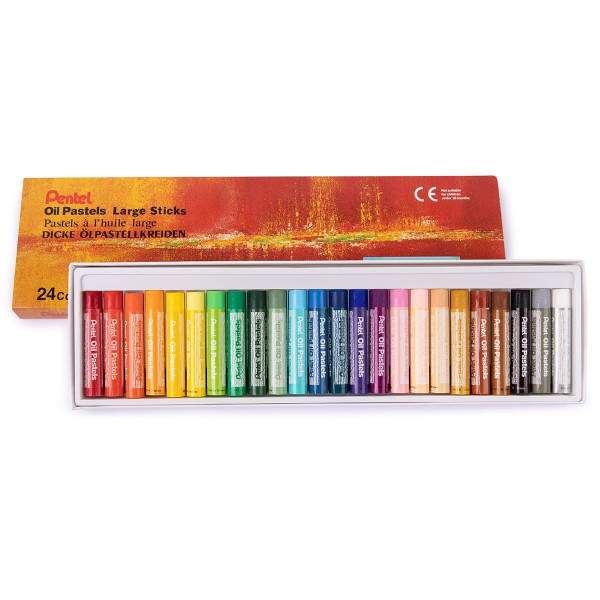 Пастель масляная PENTEL Large Sticks мелки увеличенного диаметра 24 цв GHT-24L