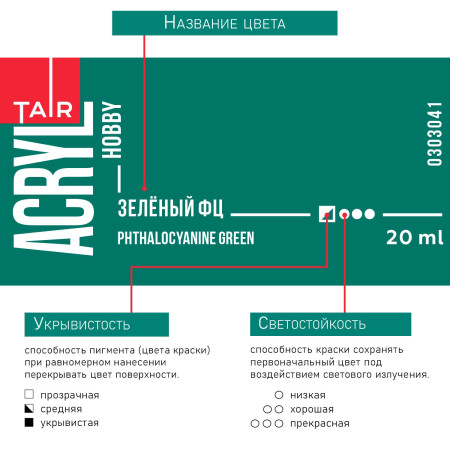 Краска "Акрил-Хобби" 20 мл Зеленый ФЦ 0303041