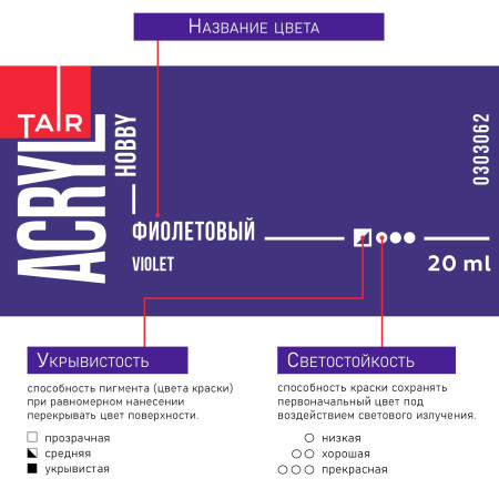 Краска "Акрил-Хобби" 20 мл Фиолетовый 0303062