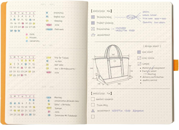 Блокнот RHODIA Goalbook A5 90 г/м2 120 л, в точку, мягк.обл., на резинке, розовое дерево RH-117802C