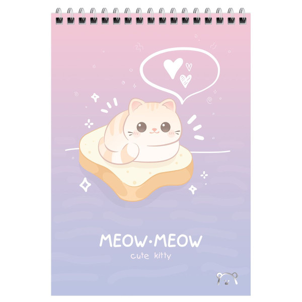 Блокнот А5 60л. MESHU "Cute kitty" на гребне, пластиковая обложка RE-MS_55025