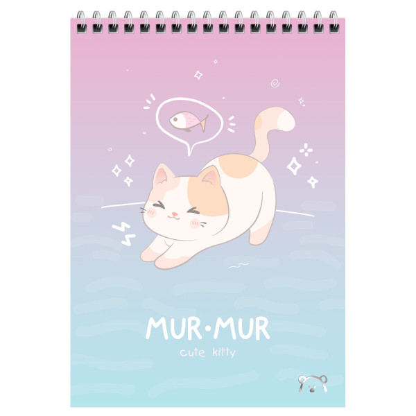 Блокнот А5 60л. MESHU "Cute kitty" на гребне, пластиковая обложка RE-MS_55025