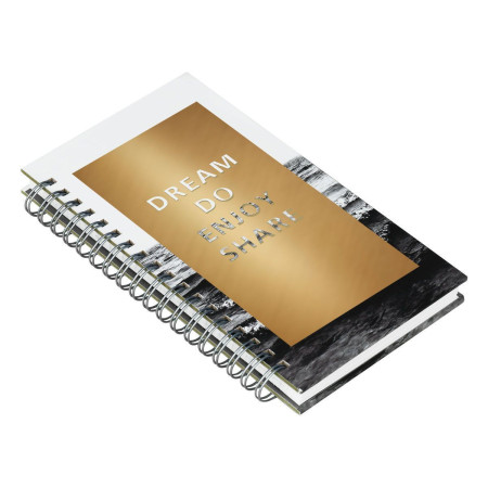 Записная книжка 95 x 175 мм 96л. MESHU "Dreams come true" на гребне, матовая ламинация, твердая обложка, тиснение фольгой RE-MS_52918