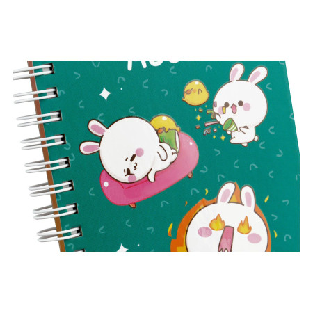 Записная книжка 95 x 175 мм 96л. MESHU "My cute day" на гребне, мат. ламинация, твердая обложка, выб. УФ-лак RE-MS_52919