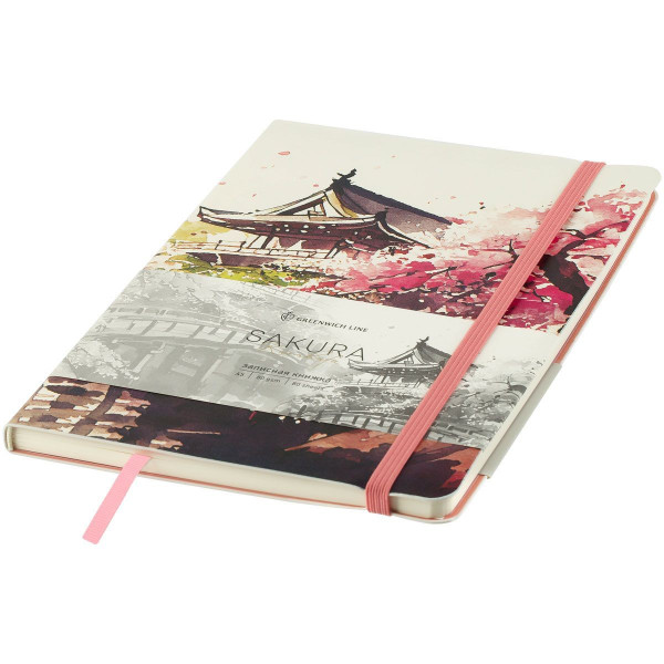 Записная книжка А5 80л. Greenwich Line "Sakura. Karahafu" ЛАЙТ, кожзам, с резинкой, тиснение фольгой, блок в линию RE-NA5_51400