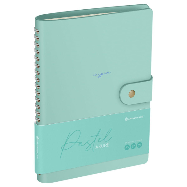 Записная книжка А5 96л. Greenwich Line "Pastel. Azure" ЛАЙТ, кожзам, скрытый гребень, блок в линию RE-NA5_51416