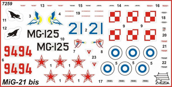 Сборная модель: Самолет "МиГ-21БИС", З-7259