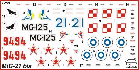 Сборная модель: Самолет "МиГ-21БИС", З-7259