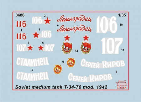 Сборная модель: Советский средний танк Т-34/76 (обр. 1942), З-3686