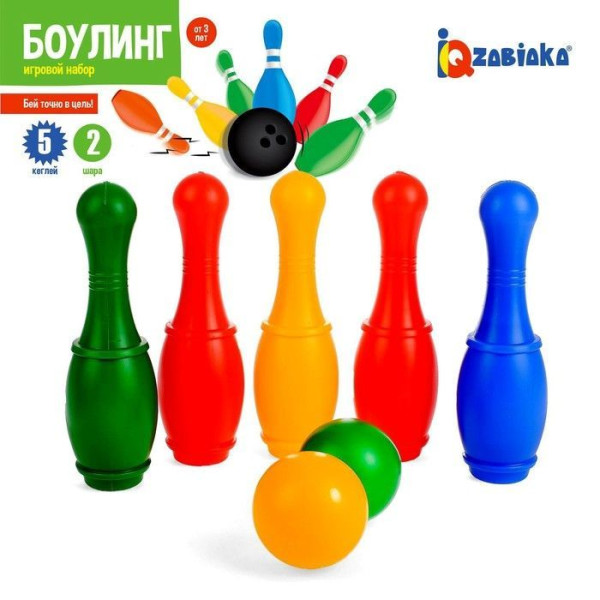 Боулинг "Набор 34" цветной 5 кеглей 2 шара SIM-3388318