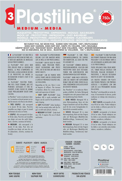 Пластилин скульптурный PLASTILINE 750 г, 55-средней твердости, слоновая кость RH-7155T