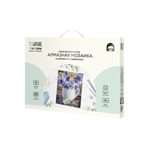 Алмазная мозаика ТРИ СОВЫ "Анютины глазки" 30 x 40 см, холст на подрамнике, RE-АМП3040_47588