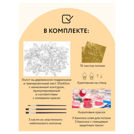 Картина по номерам на холсте ТРИ СОВЫ "Лимоны" 30 x 40 см с поталью, акриловыми красками и кистями RE-КХп_48130