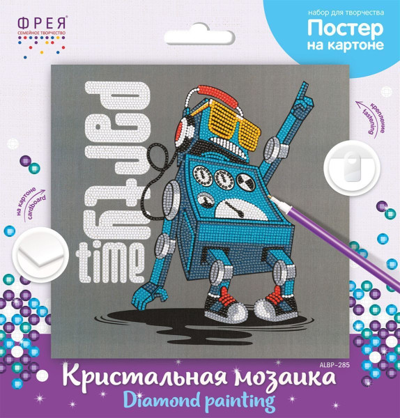 Кристальная (алмазная) мозаика ФРЕЯ постер "Танцующий робот" 30 х 30 см ALBP-285