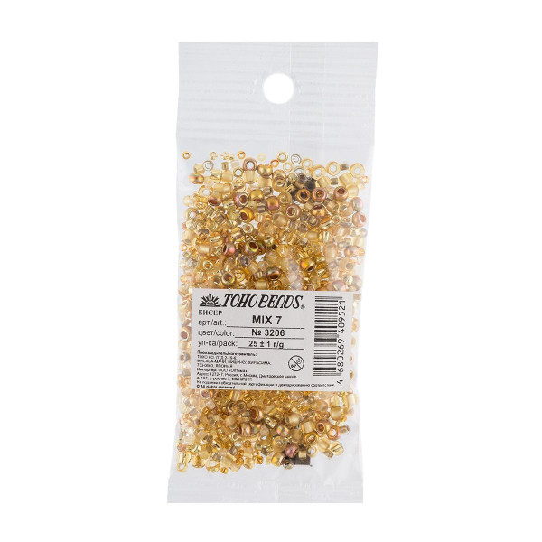Бисер Япония TOHO MIX 7 25 г №3206 золотой TOHO-MIX-3206