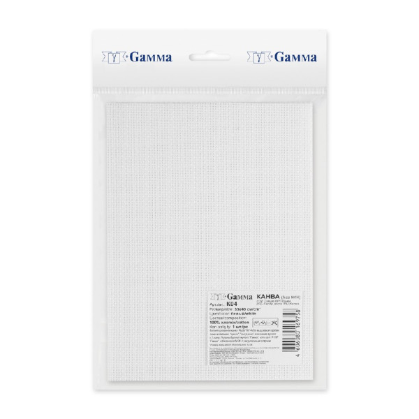 Канва GAMMA Aida №14 100% хлопок 1 шт 30 x 40 см ± 2 см белый K04-30-40